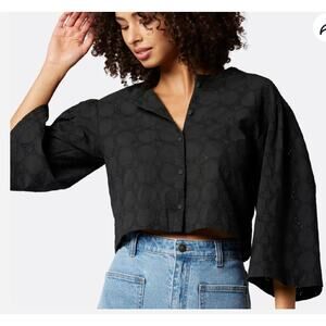 Joie Persephone Embroidered Top in Black. Size XXS NWT